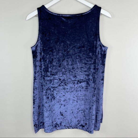 CYNTHIA rowley blue crushed velvet sleeveless top size size small - Picture 5 of 6